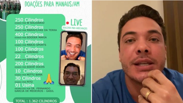 Wesley Safadão vai mandar 1362 cilindros de oxigênio para o Amazonas: “Tamo aqui gente, vamo junto”