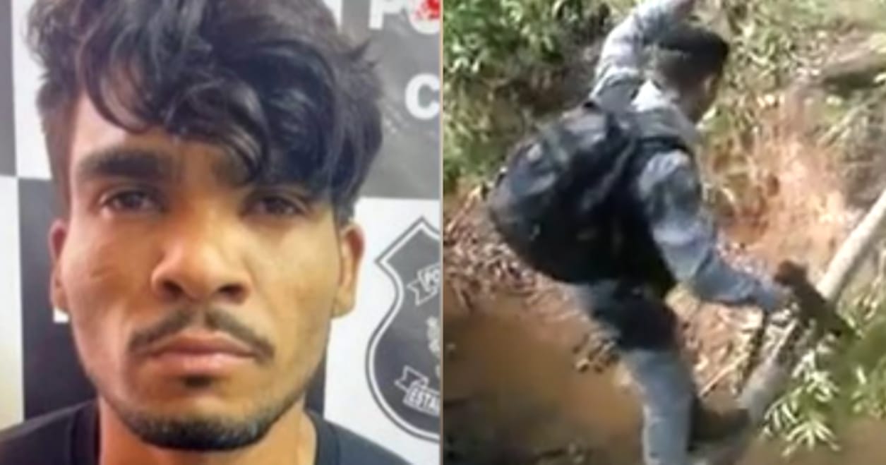 Enquanto Lázaro procura mais uma vítima, policiais brincam de corda bamba no meio da mata; veja vídeo