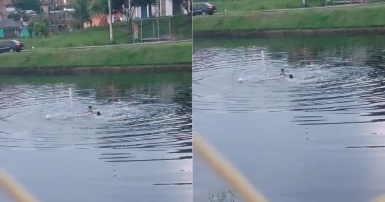 Exclusivo: veja momento desesperador em que jovens se afogam e desaparecem em igarapé de Manaus