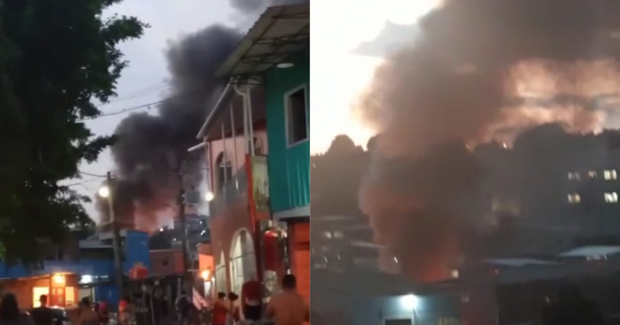 Urgente: incêndio de grandes proporções atinge casa no bairro Petrópolis; veja vídeos