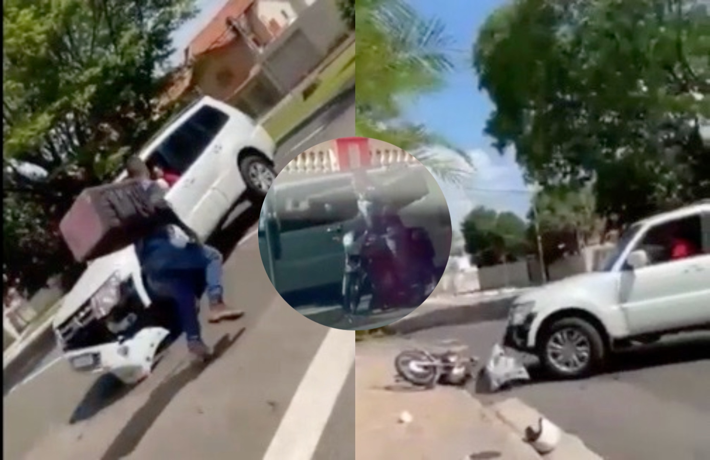 Selvageria: Motoboy tá 'capacetada' em briga de trânsito, motorista 'explode' e tenta atropelar entregador, veja vídeo