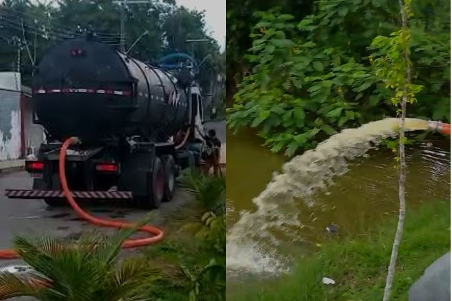 Caminhão de fossa séptica é flagrado despejando 'podridão' em Iago de Manaus e moradores denunciam; veja vídeo