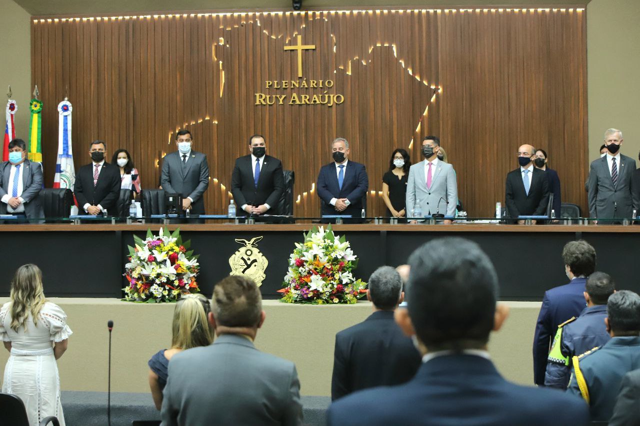Presidente e ouvidor do TCE-AM participam do pronunciamento do Governador Wilson Lima na Aleam