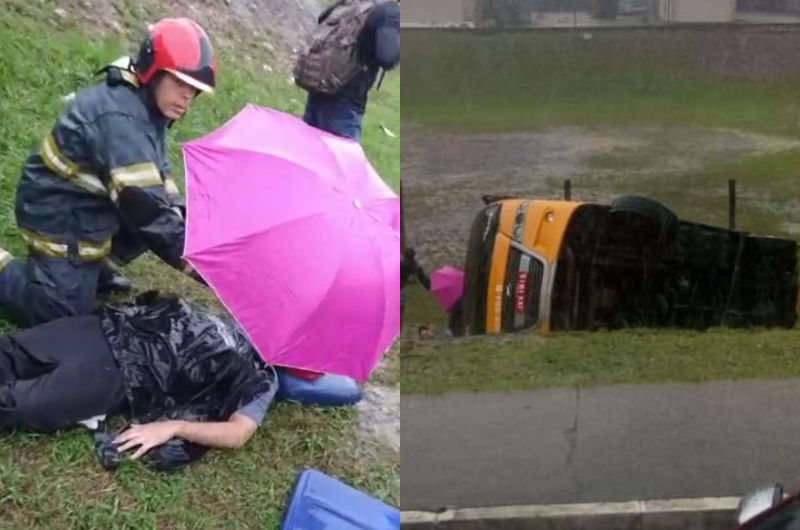 Urgente: ‘Amarelinho’ tomba no Distrito e passageiros ficam em estado grave