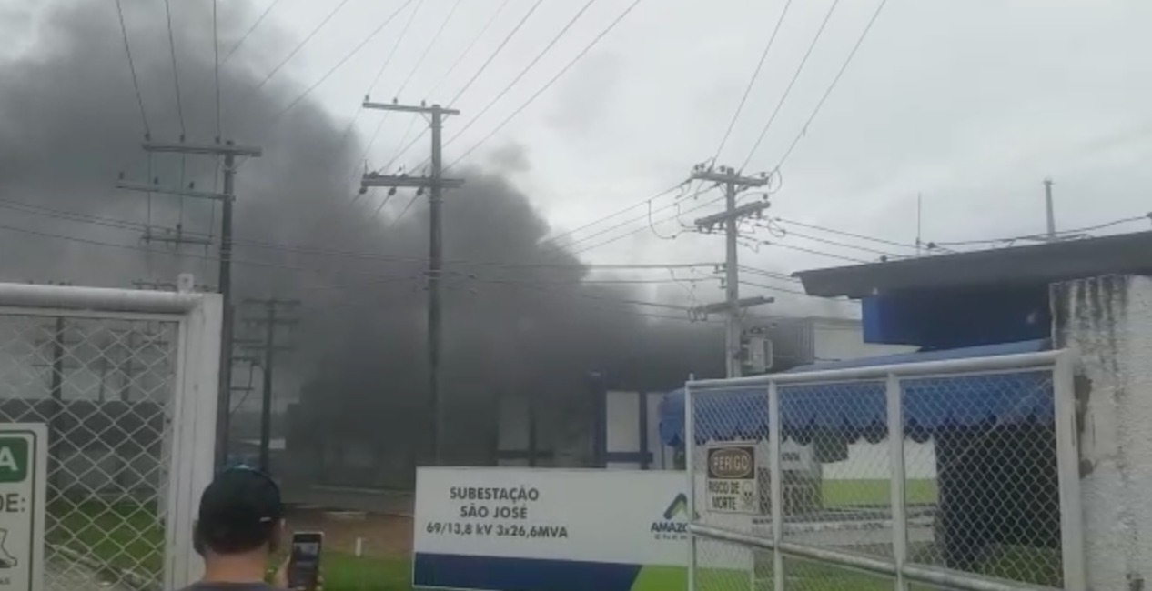 Urgente: subestação da Amazonas Energia pega fogo no São José; veja vídeo
