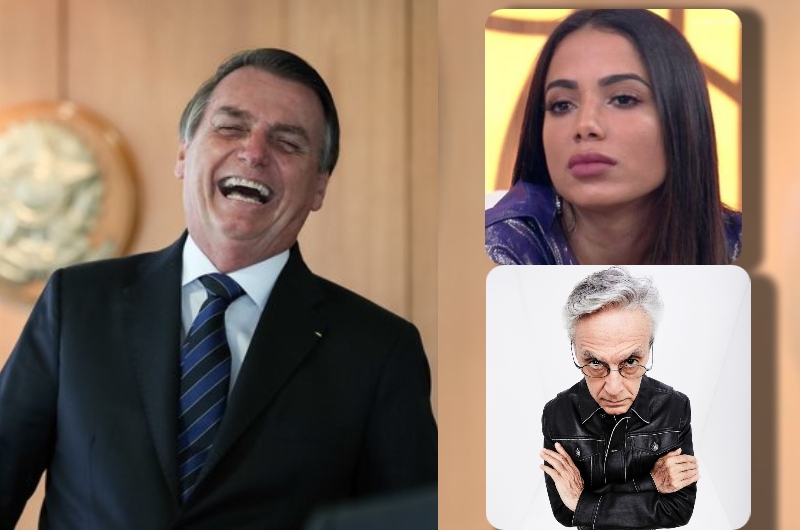 Presidente Bolsonaro provoca Anitta e Caetano Veloso ao colocar músicas deles nos stories com ações do Governo Federal