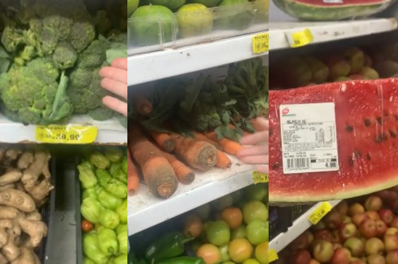 Mulher mostra produtos velhos e estragados, com valores absurdos no Supermercado DB; veja vídeo
